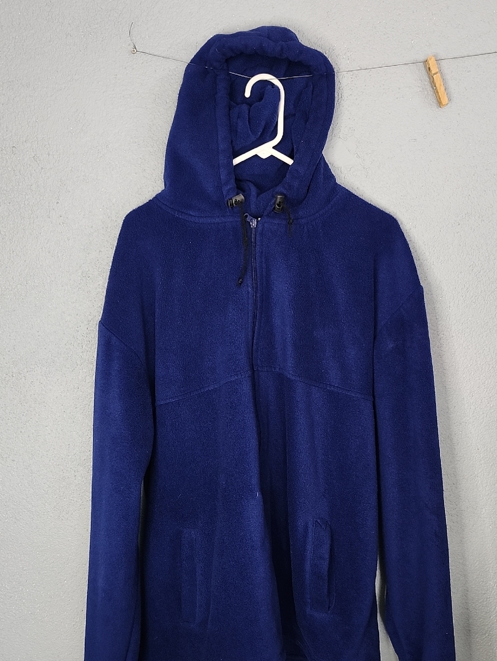 Deep Blue Full-Zip Hooded Fleece Jacket
